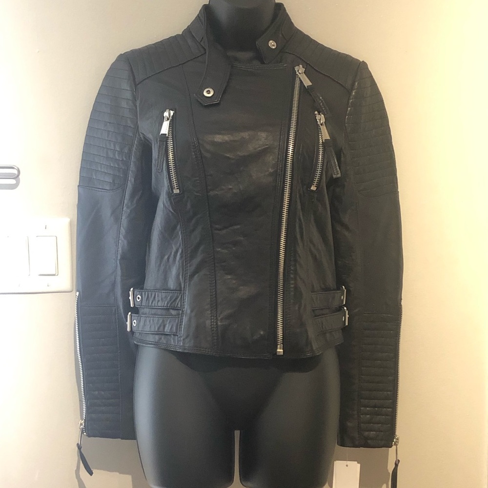 BCBG Generation Leather Moto Jacket